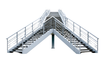 Urban Ascent: A modern pedestrian bridge, symmetrical and functional, rises gracefully against the sky, symbolizing connection and progress.