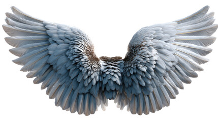 Fototapeta premium Serene Wings of Tranquility: A pair of delicate, pristine wings, outstretched in a gesture of peace and serenity, evoke feelings of freedom and spiritual reflection.