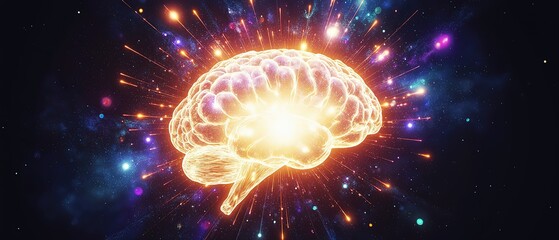 Surreal concept art of an exploding collective mind radiating dreams, imagination, and emotions — symbolizing the shared inner world of human creativity.