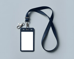 Blank professional id badge holder with lanyard and clip for corporate security access and identification