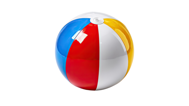 A Colorful Beach Ball: A vibrant beach ball with its classic array of bold primary colors, ready for a day of sun, fun, and games.