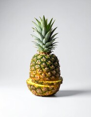 Sliced Pineapple Still Life - A Tropical Fruit Delight on White.