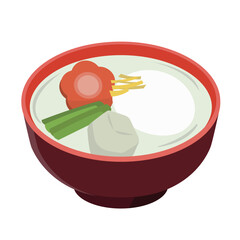 関西風　白みそ　お雑煮　イラスト　