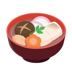 関東風　お雑煮　イラスト　