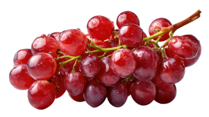 Ruby Delight: A close-up shot of a radiant cluster of ripe red grapes, with each individual berry glistening with freshness and ready to be savored. 
