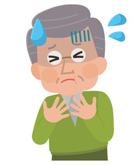 喉を詰まらせる高齢男性　イラスト
