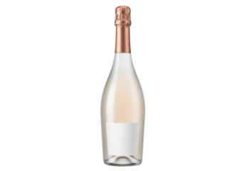 Elegant pale rose champagne bottle isolated, sparkling wine for celebrations and special occasions on transparent background