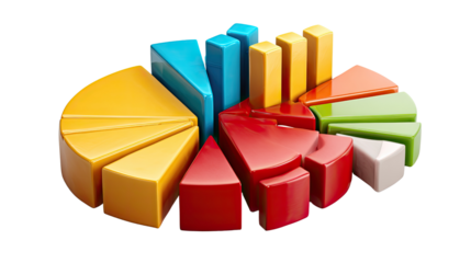 Vibrant Pie Chart: A colorful and dynamic pie chart, illustrating data and statistics in an engaging visual presentation.