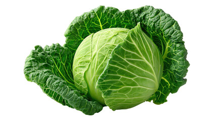 Obraz premium Cabbage's Fresh: A detailed shot of a fresh green cabbage, with its vibrant leaves and textures, embodies the essence of wholesome and natural eating.