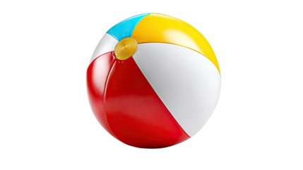 Beach Ball of Summer: Vibrant, buoyant beach ball with its red, yellow, blue, and white segments is a simple pleasure representing beach day and childhood