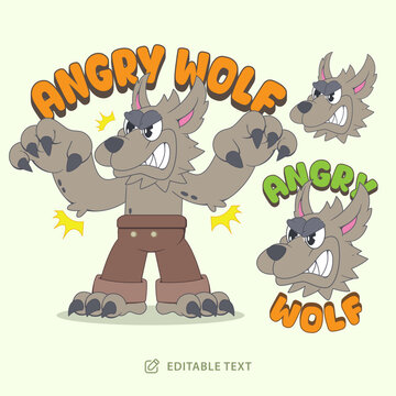 Mad and Angry Werewolf Vintage Cartoon Halloween