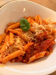 Delicious Penne Pasta with Tomato Sauce and Fresh Basil