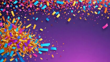 Purple background with a lot of colorful confetti