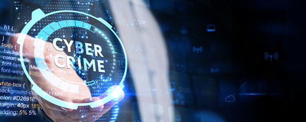 The concept of a cyber attack on a computer network. Cyber crime and internet privacy hacking.