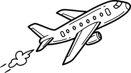 Hand drawn sketch of plane. Vector doodle element 