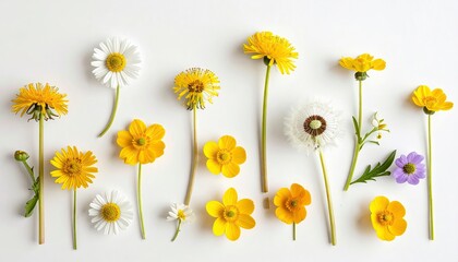 Floral Arrangement - A Minimalist Display of Yellow and White Flowers.