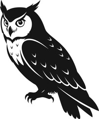 Owl logo. Owl silhouette with wings for Emblem design. Heraldic symbol. Owl crest logo. Vector illustration 