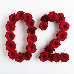 Floral Number Two - Red Roses Forming the Number 02.