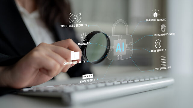 The role of AI in cybersecurity for advanced threat protection and data security. Using AI for malware detection, encryption, and user authentication. Motif