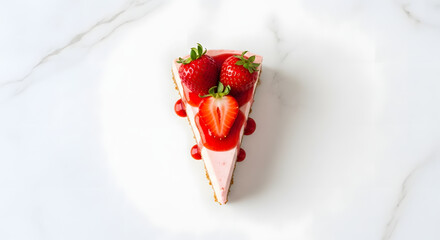 Delicious Strawberry Cheesecake Slice with Fresh Berries.