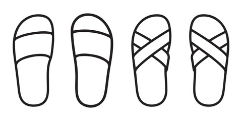 Sandal Strap Icon Set. Minimalist Footwear Designs for Fashion Projects.