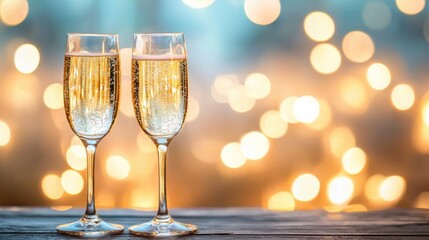 Festive A wedding toast with champagne flutes clinking in soft candlelight