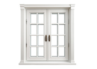 Fototapeta premium White double-hung window with ornate frame