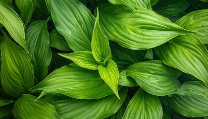 Lush Green Hosta Leaves - A Gardens Verdant Embrace.