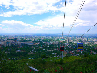 Architecture of the city of Almaty. Houses and buildings in Almaty, Kazakhstan