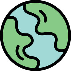 Simple icon of planet earth representing continents and oceans