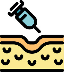 Syringe injecting a substance into skin layers, depicting a cosmetic or medical procedure