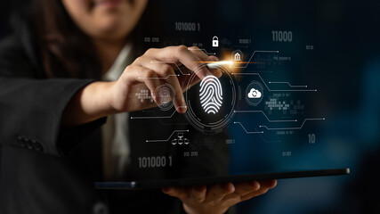Biometric fingerprint identification and cybersecurity system ensuring secure access, identity...