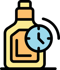 Clock overlayed on whiskey bottle, symbolizing aging process and time management in distilling