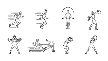 Fitness Exercises Illustrations: A comprehensive array of fitness exercise illustrations, capturing the essence of various workout routines