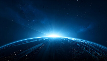 Obraz premium blue sunrise, view of earth from space