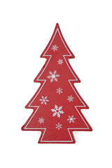 Wooden Christmas fir tree ornament isolated on white background