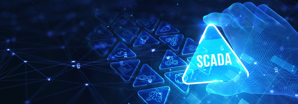 System Supervisory Control And Data Acquisition technology concept. SCADA. 3d illustration