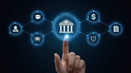 Naklejka na ściany i meble Interactive Tech Interface for Public Sector Services Illustrating Digital Engagement and User Experience Naklejka na ściany i meble Interactive Tech Interface for Public Sector Services Illustrating Digital Engagement and User Experience