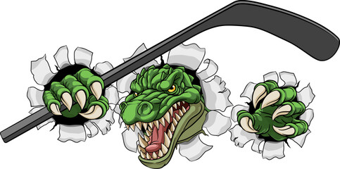 A crocodile, dinosaur or alligator lizard hockey sports mascot © Christos Georghiou