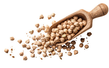 Wooden scoop overflowing with chickpeas (2)