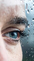 Eye Reflecting Rain - A Moment of Introspection and Reflection.