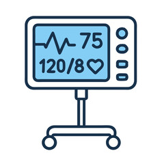 Modern Health Tech Medical Monitor Icon Displaying Vital Signs, Heart Rate, and Blood Pressure for Patient Care and Diagnostic Applications