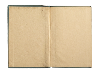 Open blank vintage book pages with transparent background