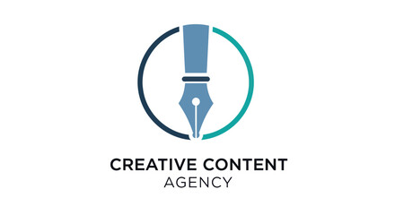 Stylized Pen Nib Inside a Circular Frame for Creative Content Agency.