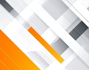 Obraz premium Abstract geometric background featuring white, gray, and orange diagonal shapes creating a modern, clean design