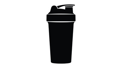 Shaker Bottle Silhouette: A sleek, black silhouette of a shaker bottle, perfectly capturing the essence of fitness and health.
