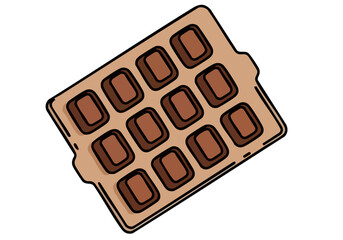 A chocolate mold form with individual squares, presented in a clean, modern style. Ideal for baking and confectionery visuals. Clear composition, suitable for commercial use.