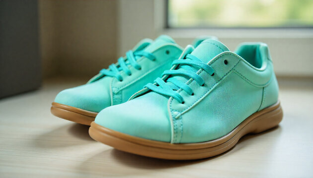 Blank shoes mockup footwear turquoise shoelace 