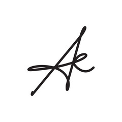 A K AK Signature initial logo template vector