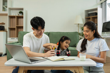 Family Asian spending happy time together.